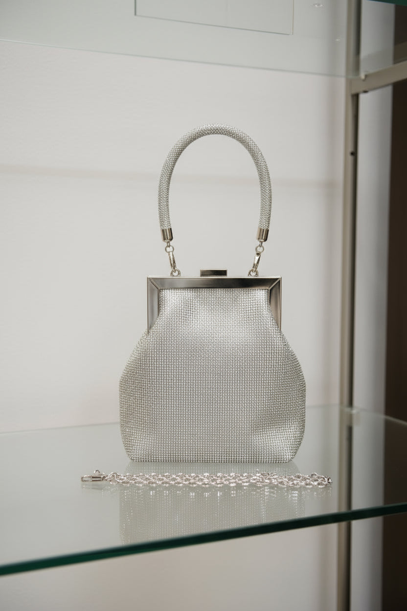 Top Handle Rhinestone Soft Clutch Bag - BeautySecrets4u