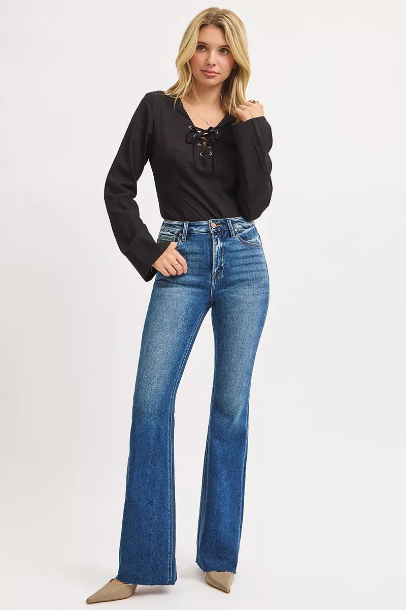 RISEN High Rise Flare Jeans - BeautySecrets4u
