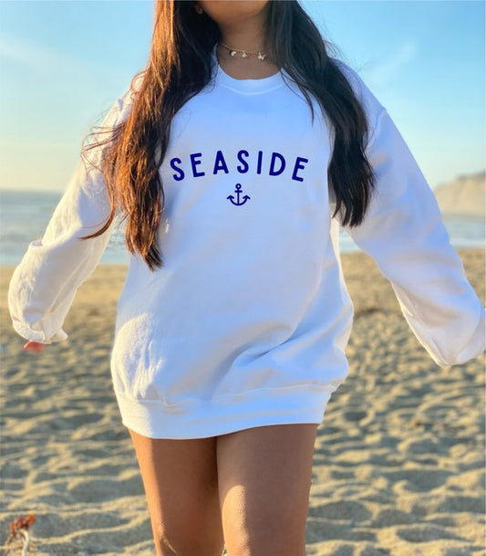 Seaside with Anchor CrewNeck Sweatshirt - BeautySecrets4u