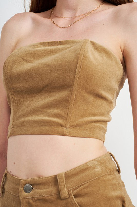 COURDUROY BUSTIER TUBE TOP - BeautySecrets4u