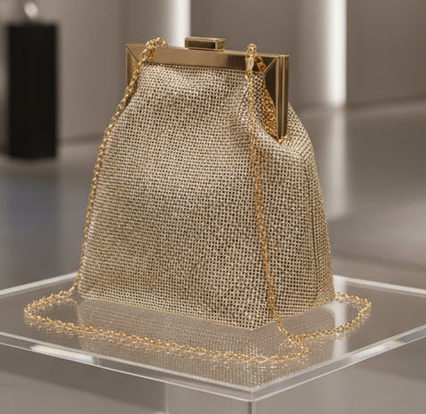 Top Handle Rhinestone Soft Clutch Bag - BeautySecrets4u