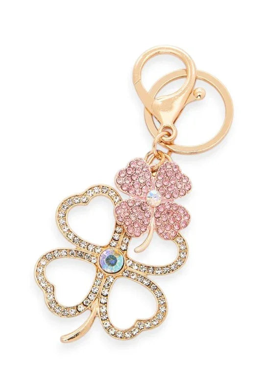 Rhinestone Clover Iconic Key Chain - BeautySecrets4u
