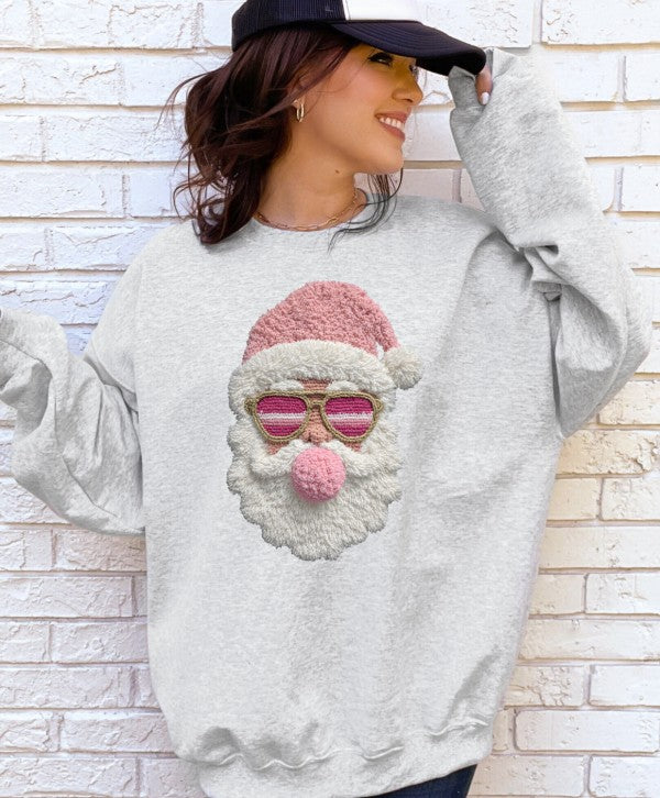 Latch Hook Santa BubbleGum Graphic Sweatshirt - BeautySecrets4u