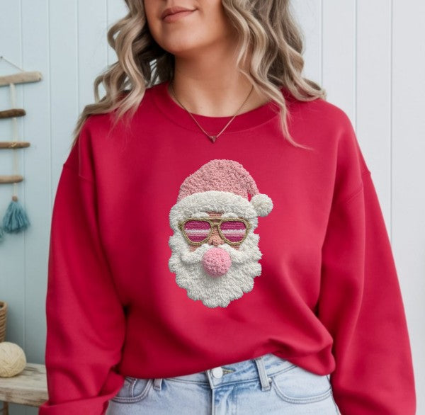 Latch Hook Santa BubbleGum Graphic Sweatshirt - BeautySecrets4u