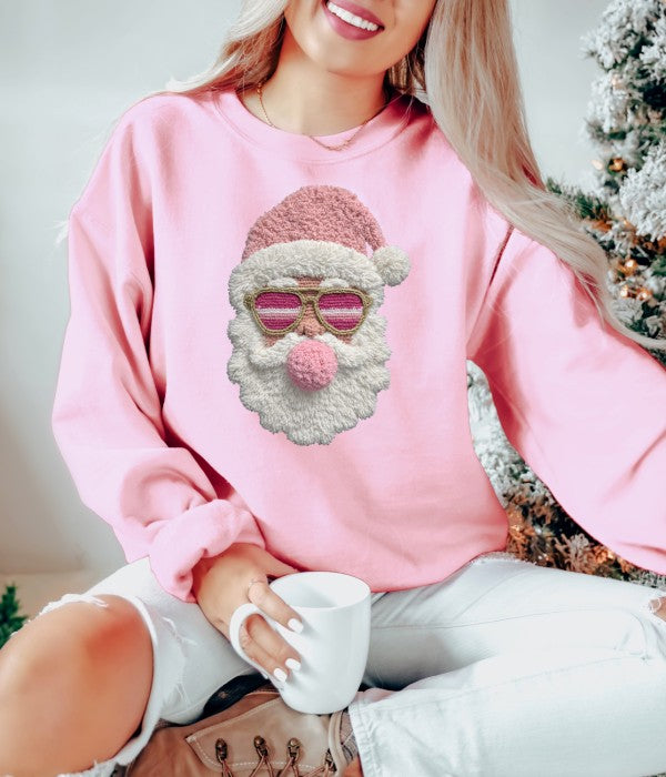 Latch Hook Santa BubbleGum Graphic Sweatshirt - BeautySecrets4u