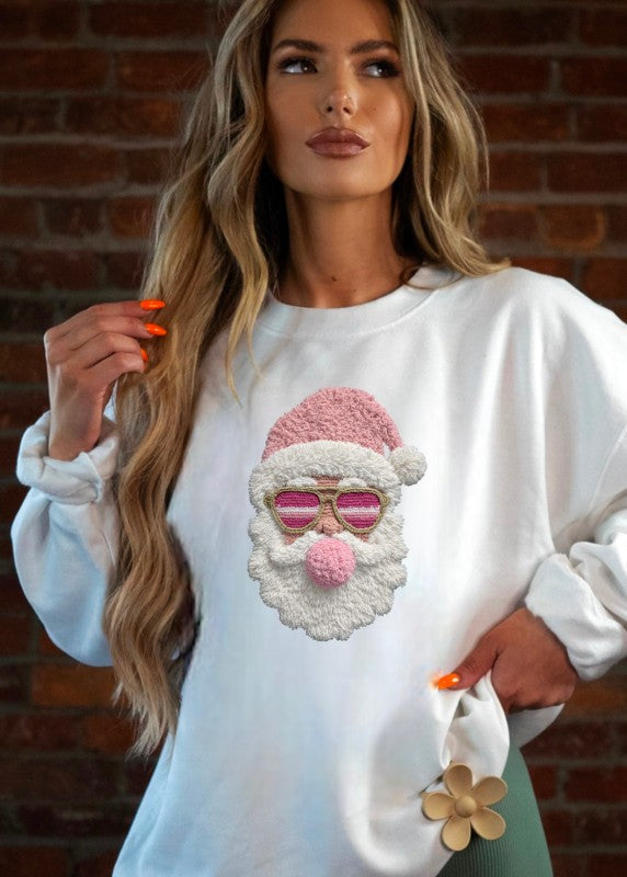 Latch Hook Santa BubbleGum Graphic Sweatshirt - BeautySecrets4u