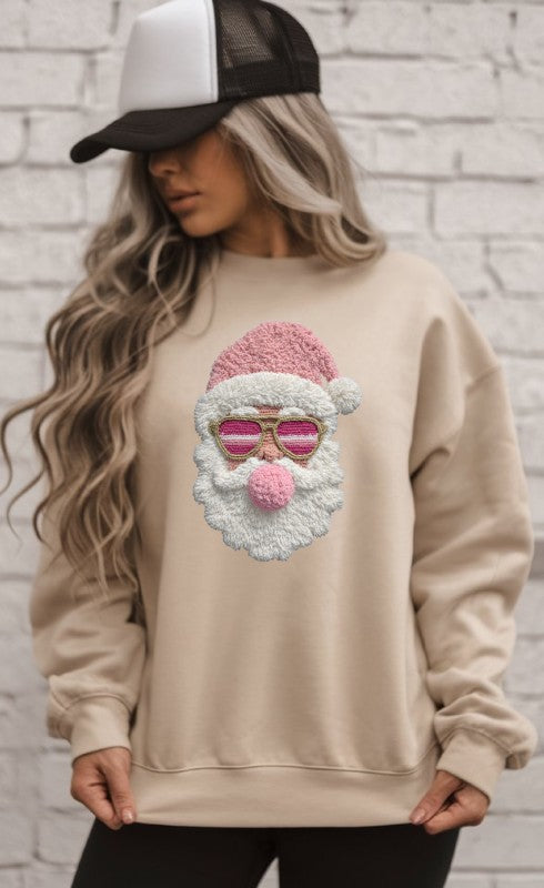 Latch Hook Santa BubbleGum Graphic Sweatshirt - BeautySecrets4u
