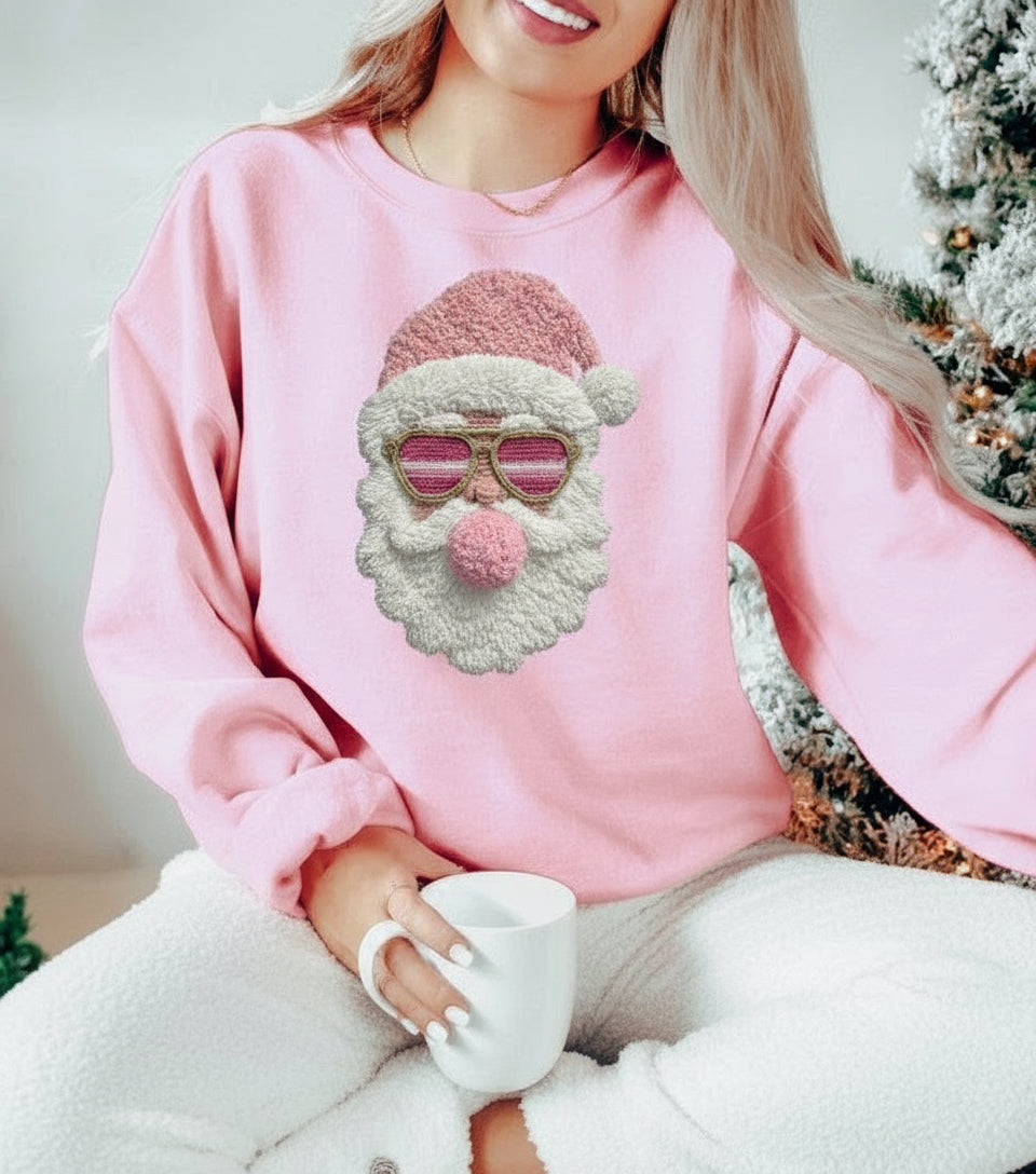 Latch Hook Santa BubbleGum Graphic Sweatshirt - BeautySecrets4u