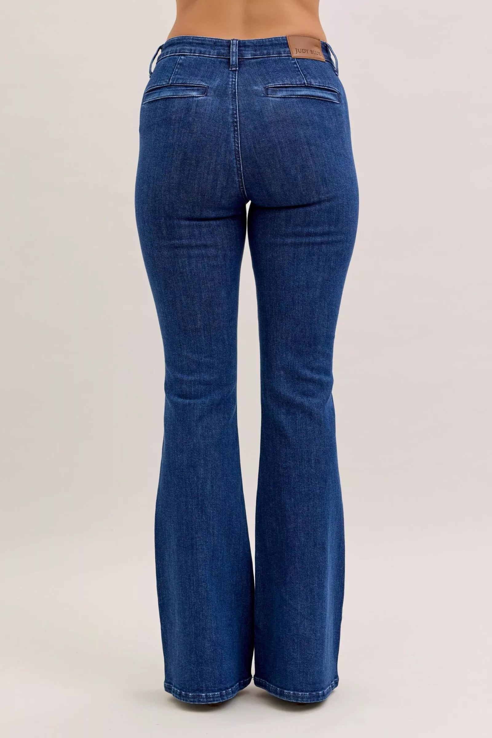 Judy Blue High Waist Flare Jeans with Front Patch Pockets - BeautySecrets4u