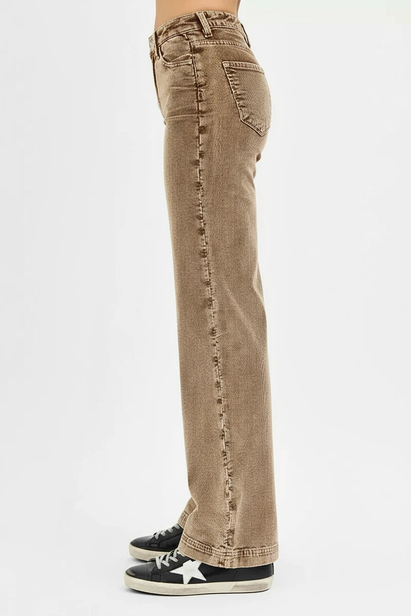 RISEN High Rise Wide Leg Corduroy Jeans - BeautySecrets4u
