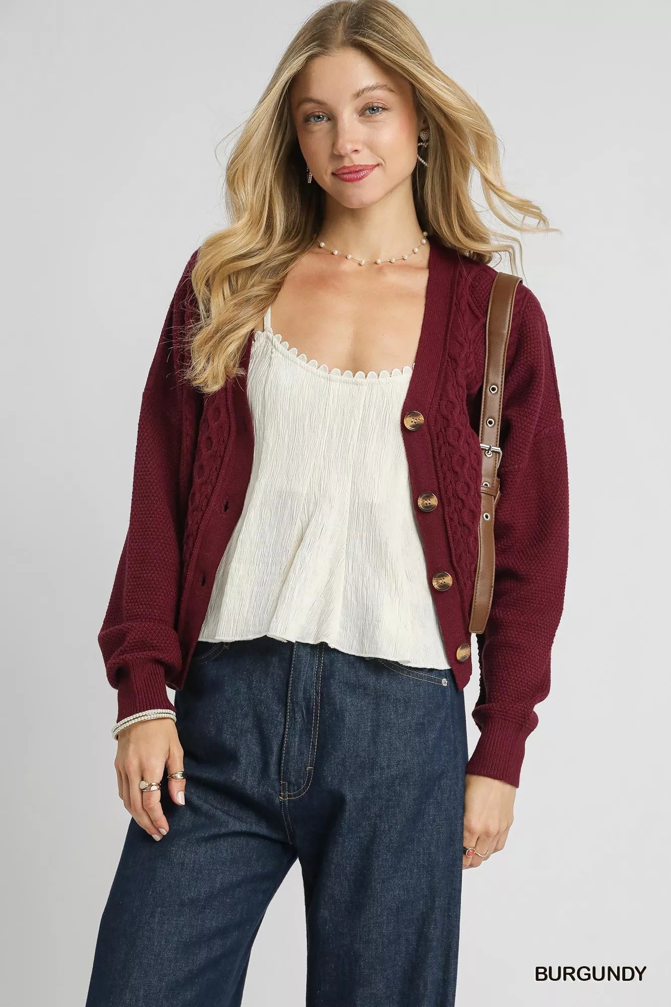 Chunky Cable Knit V-Neck Button-Up Cardigan - BeautySecrets4u