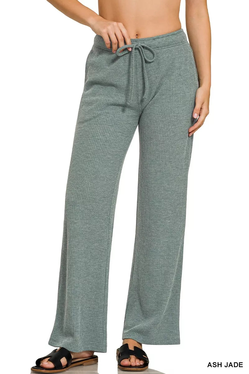 Ribbed Drawstring Lounge Pants - BeautySecrets4u