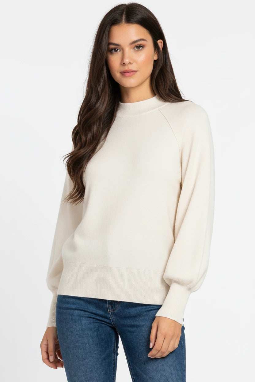 Zenana Viscose Mock Neck Exposed Seam Sweater - BeautySecrets4u