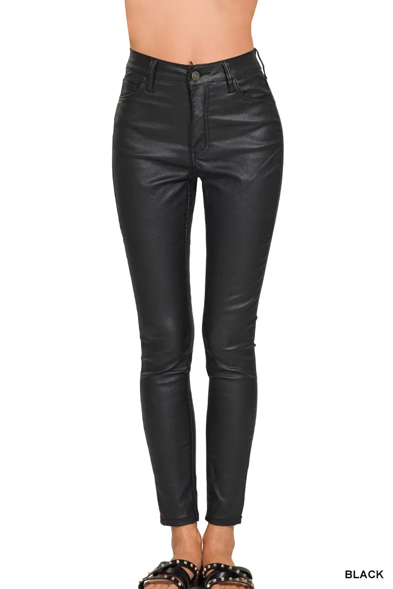Zenana Faux Leather Stretch Skinny Pants - BeautySecrets4u