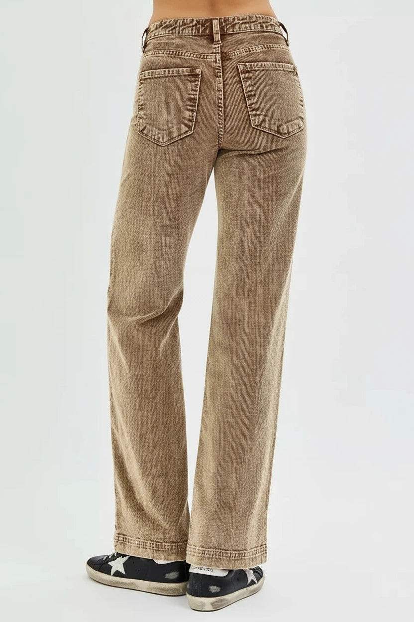 RISEN High Rise Wide Leg Corduroy Jeans - BeautySecrets4u