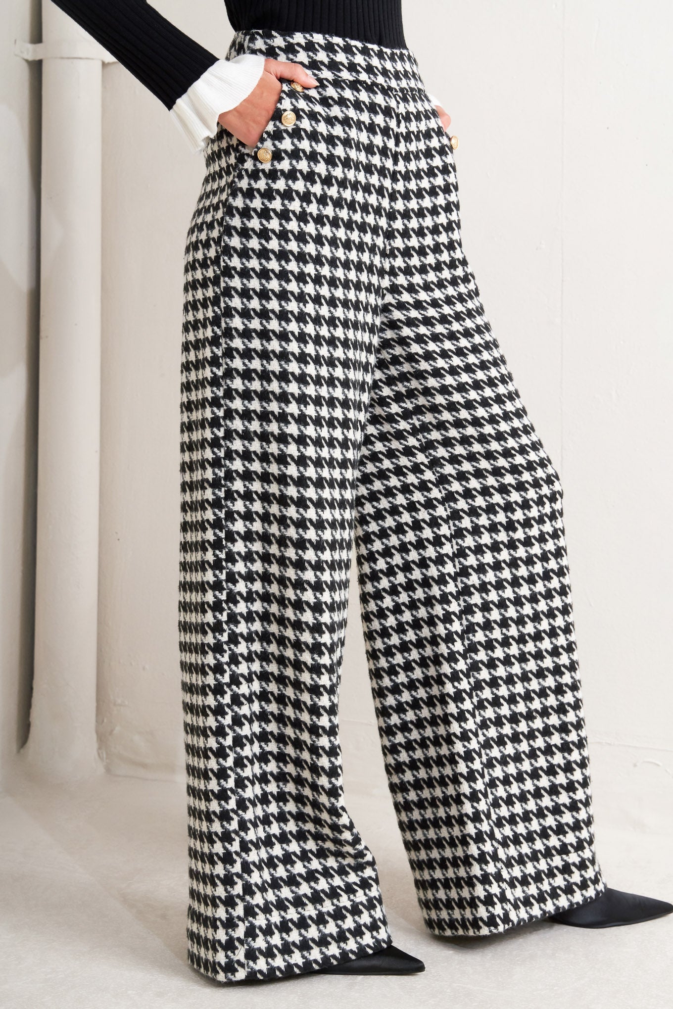 METRO ICON WOVEN HOUNDSTOOTH PANTS