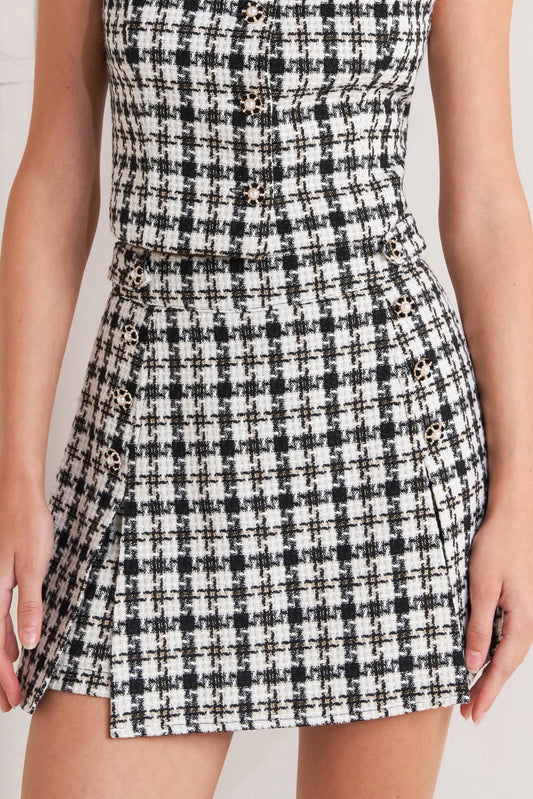 MONA CHECK TWEED SKORT