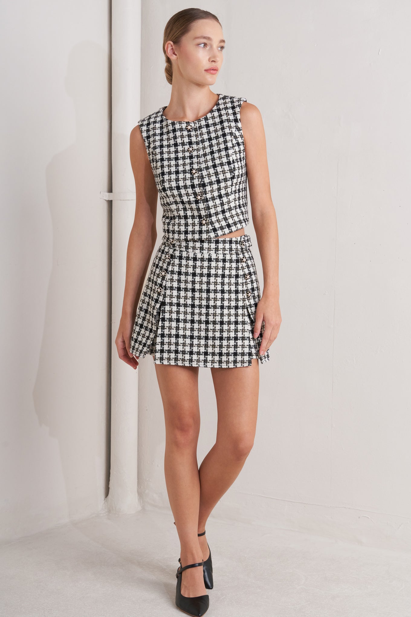 MONA CHECK TWEED SKORT