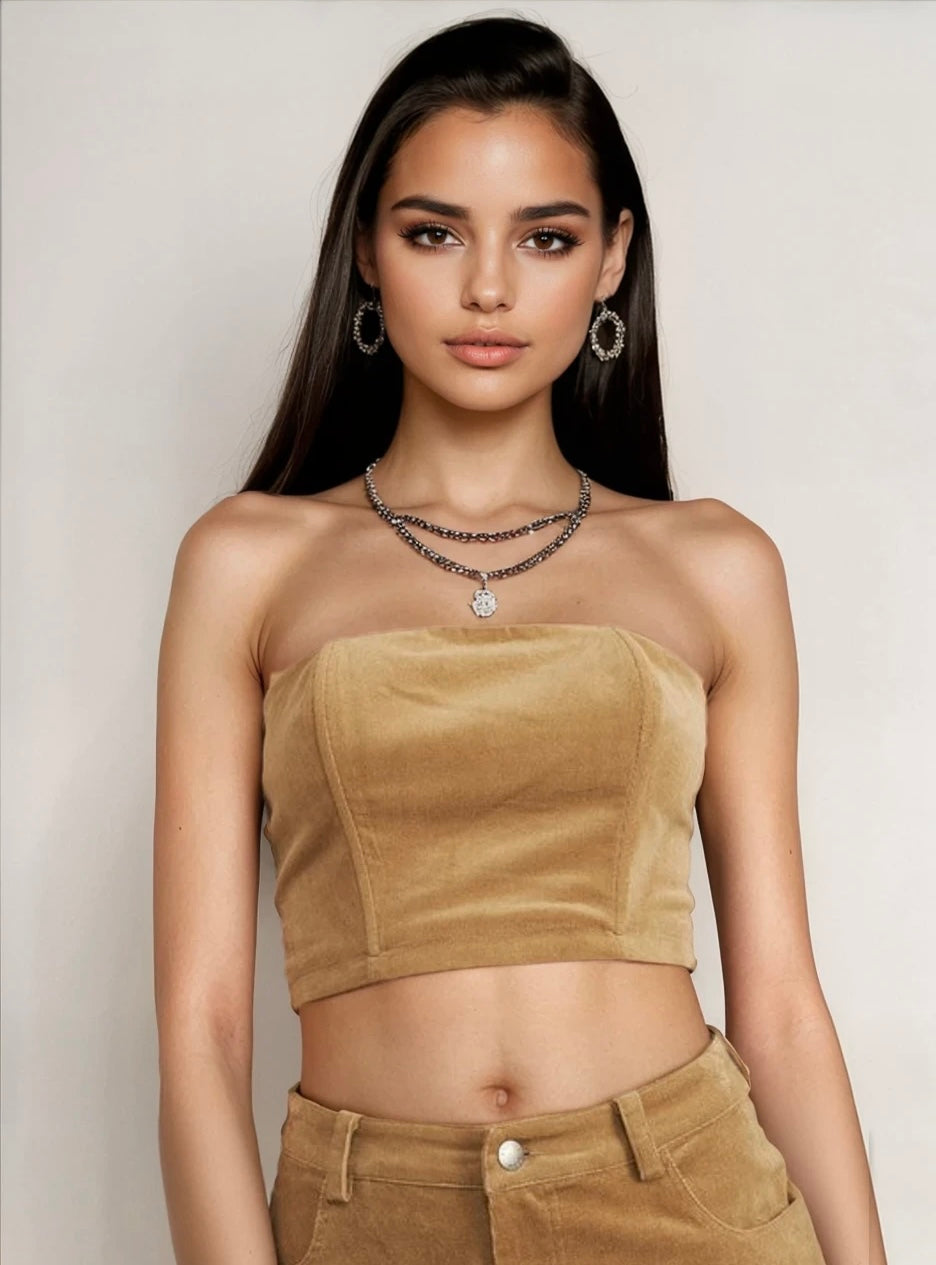 COURDUROY BUSTIER TUBE TOP - BeautySecrets4u