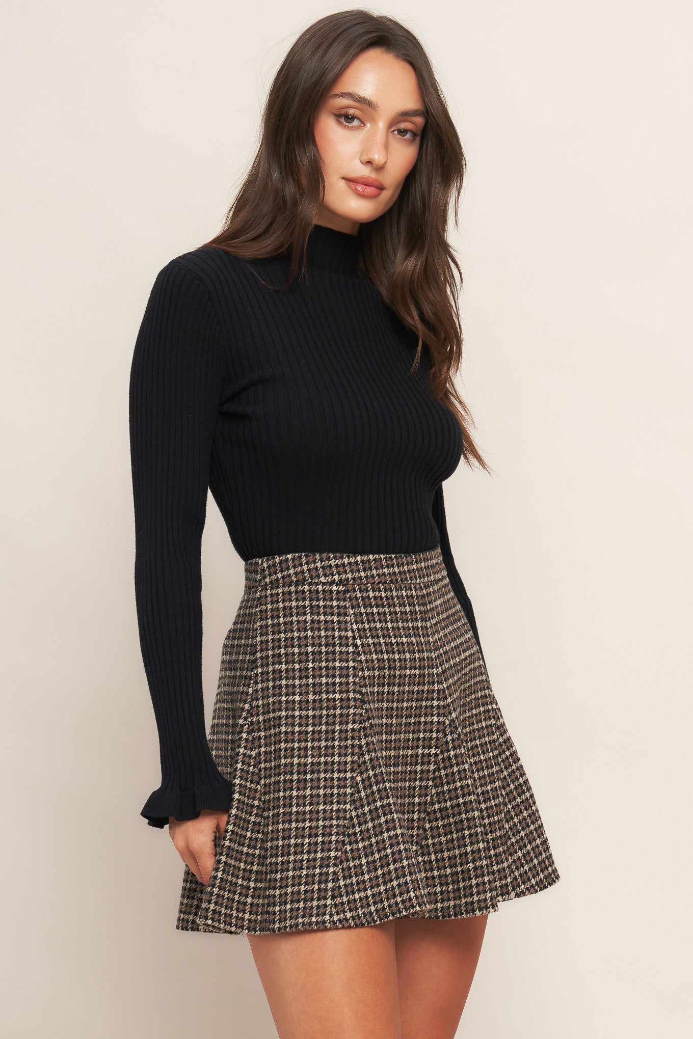 HOUND FLARE TWEED WOVEN SKIRT