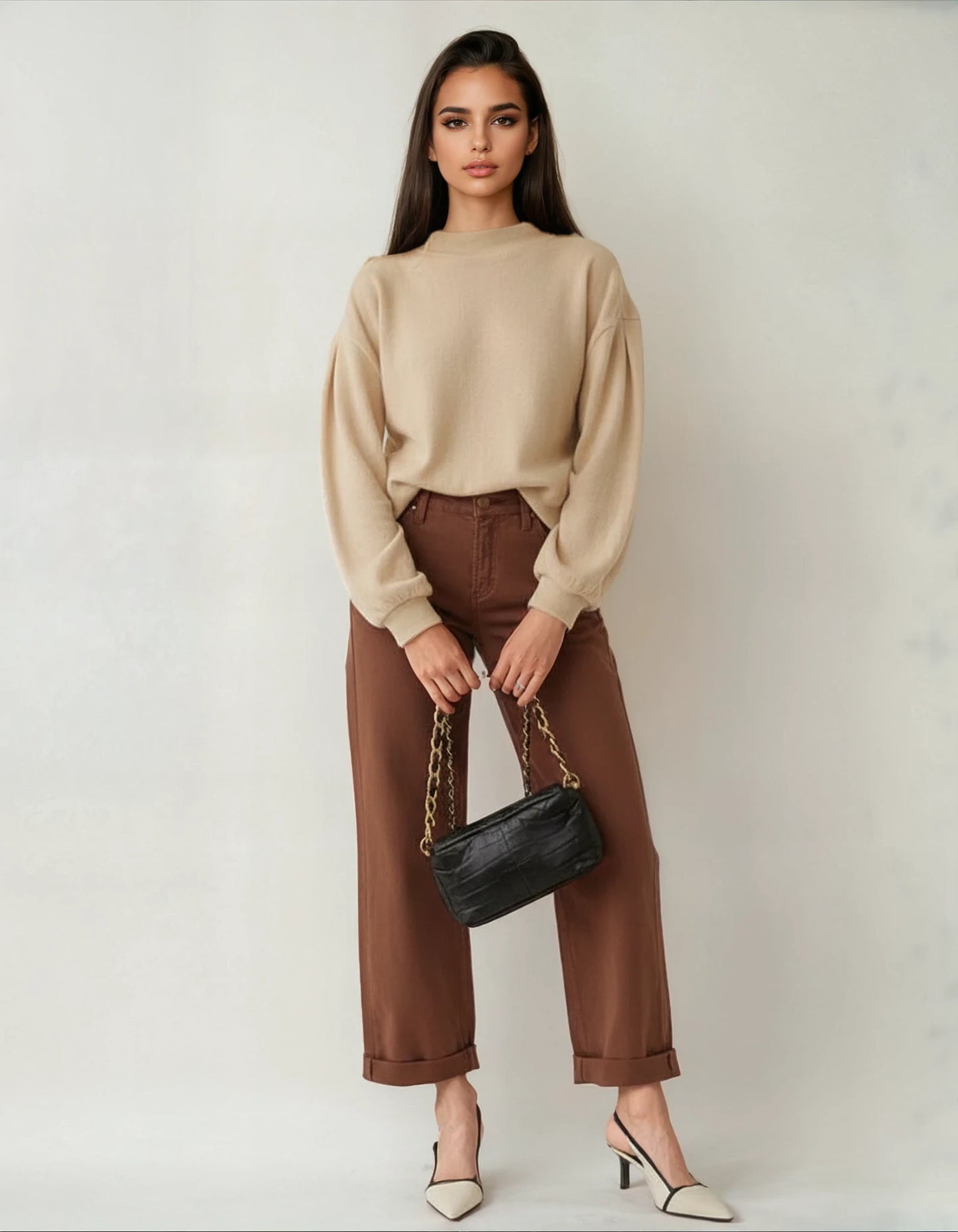 RISEN Full Size Tummy Control Mid Rise Ankle Barrel Baggy - BeautySecrets4u