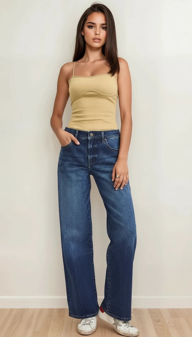 RISEN Mid Rise Wide Baggy Jeans - BeautySecrets4u