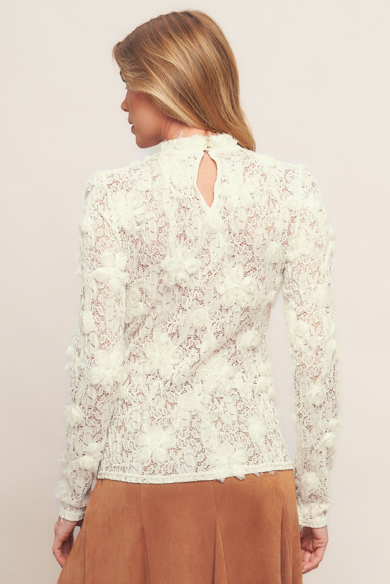 ROMANTIC SHEER FLORAL SWEATER TOP - BeautySecrets4u