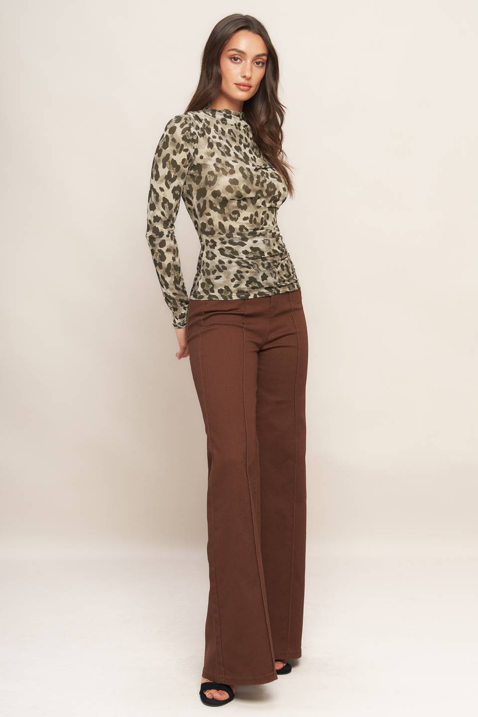 LUXE TRACE TAUPE BLACK WOVEN TOP - BeautySecrets4u