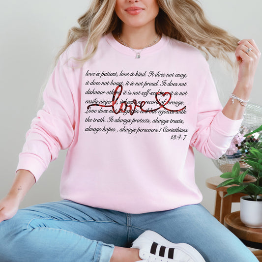 Love Is Patient, Jesus, Christian, Faith, Bible, 1 Corinthians 13:4-7, Valentine's Day, Love Sweatshirt