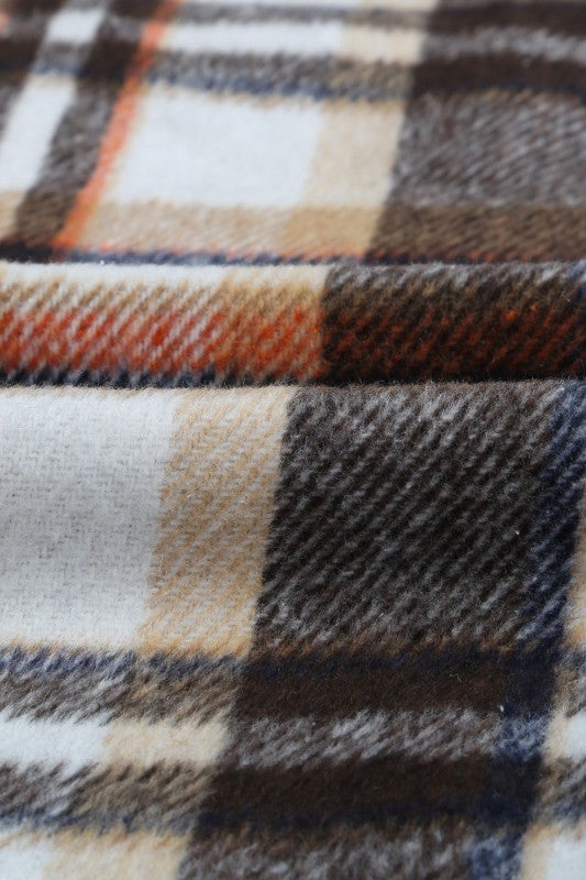 Plaid Pocketed Button Front Shacket - BeautySecrets4u