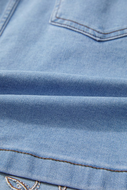 Western Embroidered Denim Mini Skirt - BeautySecrets4u