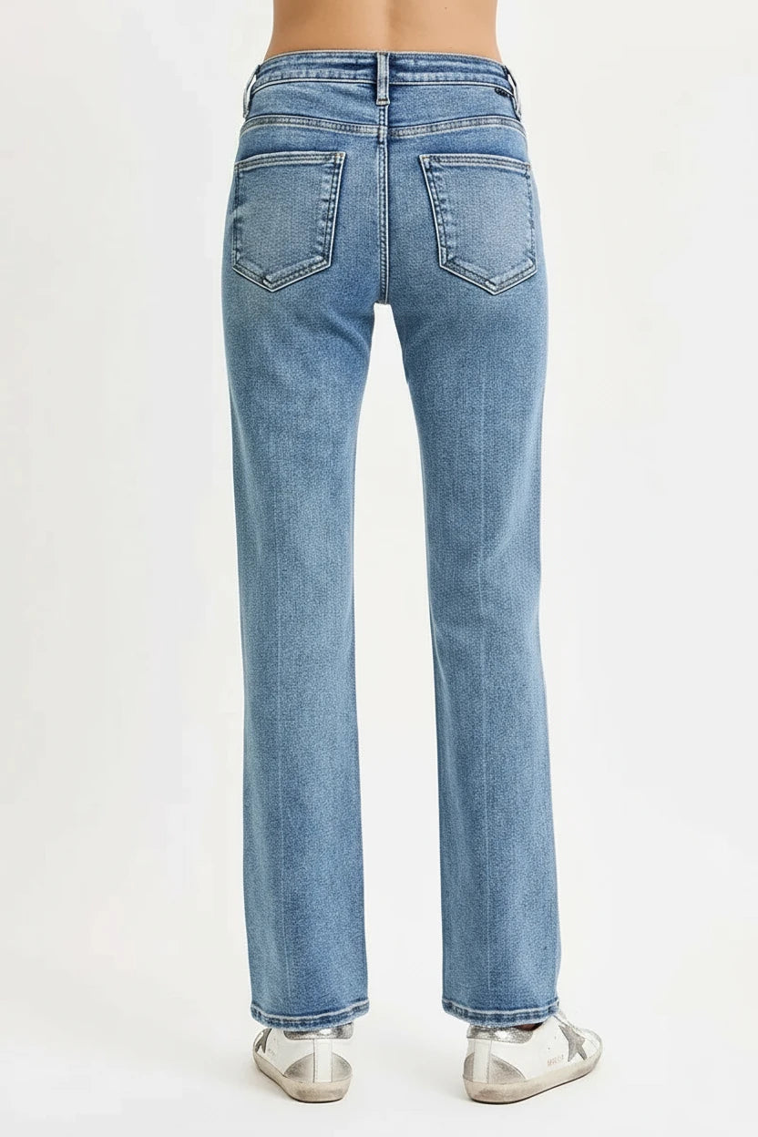 RISEN Full Size Tummy Control High Rise Straight Jeans - BeautySecrets4u