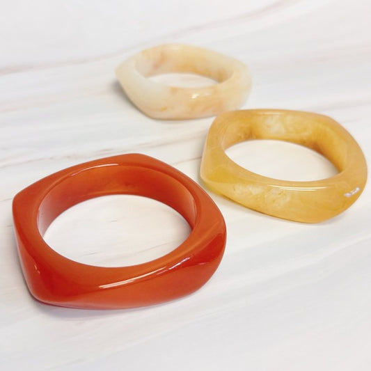 Modern Retro Sculpted Square Resin Bangle - BeautySecrets4u