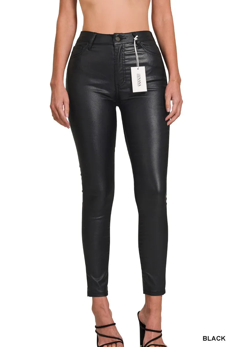 Zenana Faux Leather Stretch Skinny Pants - BeautySecrets4u