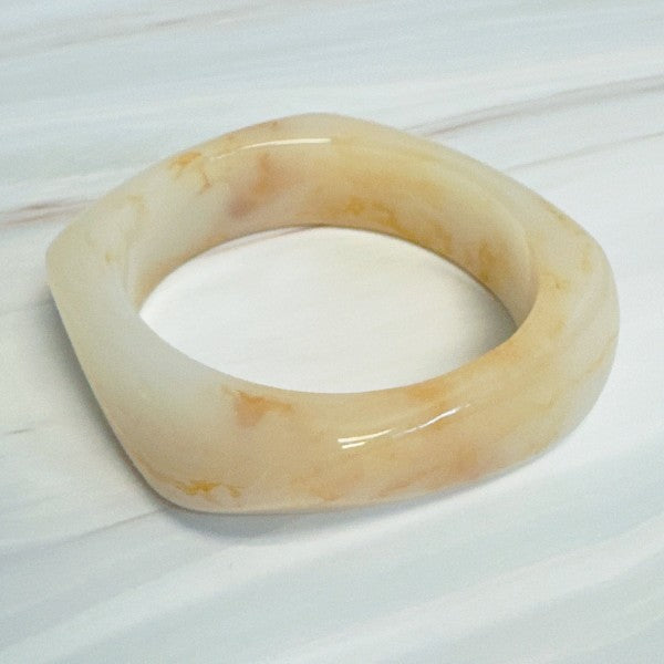Modern Retro Sculpted Square Resin Bangle - BeautySecrets4u