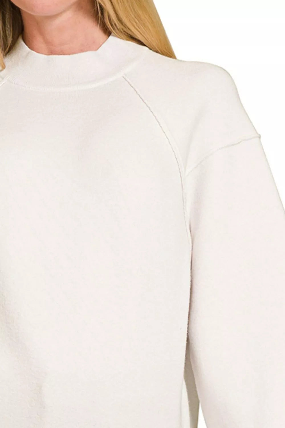 Zenana Viscose Mock Neck Exposed Seam Sweater - BeautySecrets4u