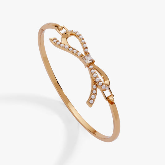 Bow Pearl Coquette Tension Bangle